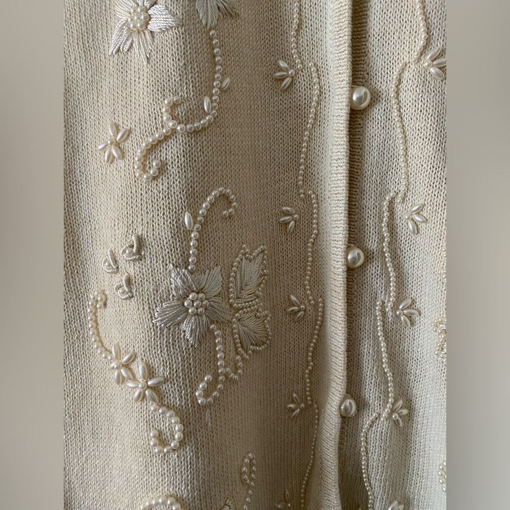 Requirements Cream Button Down Shirt with Floral Embroidery - Picture 3 of 8